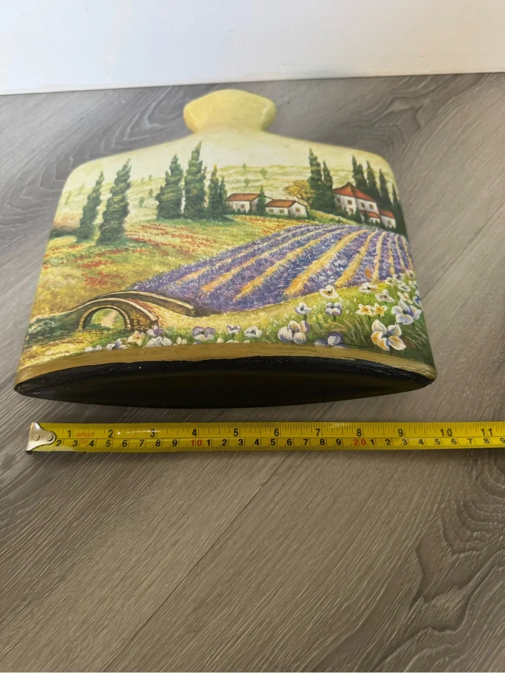 Hand-Painted Country Side Farm Lavender Field Scene Vase